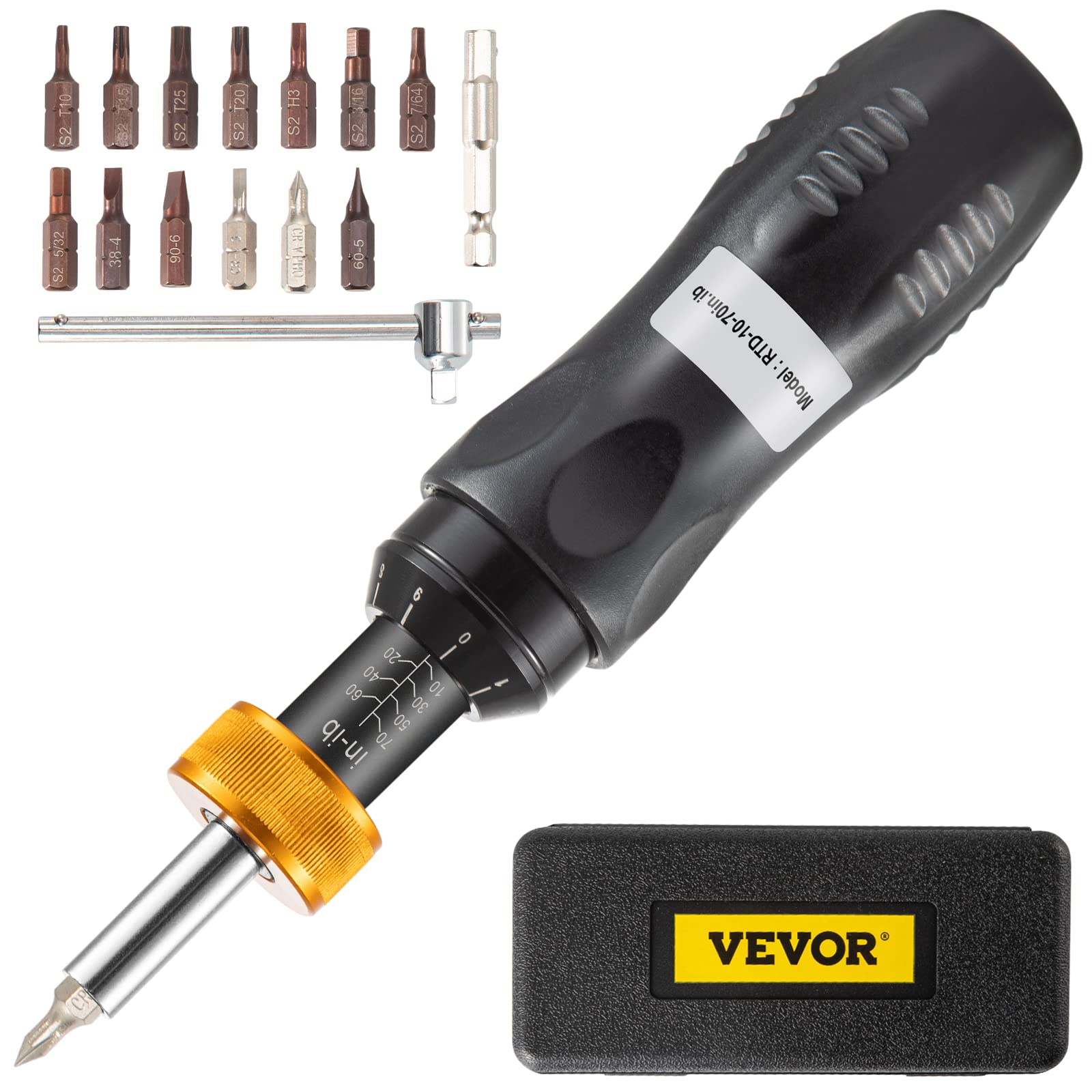 VEVOR Torque Screwdriver, 1/4'' Drive Screwdriver Torque Wrench, Torque Screwdriver Electrician 10-70 in/lbs Torque Range Accura
